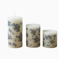 Velas Cilíndricas Grandes Sin Humo, con Estampados de Porcelana Azul y Blanca, Ecológicas, Hechas a Mano, con Tapa de Bambú y Vidrio, para Navidad y Bodas