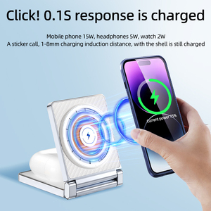 2024 nuevos productos 2 en 1 cargadores inalámbricos plegables para Samsung para iPhone 15 estación magnética portátil para reloj para <span class=keywords><strong>Airpods</strong></span> - Product Image 5