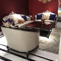 Canapé antique européen pour salon luxe néoclassique en bois massif sculpté Petit appartement première couche mobilier en cuir de vachette