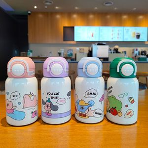 Children's Dual-Drink 316 Stainless Steel Vacuum <b>Insulated</b> <b>Cup</b> With Sleeve For School Outdoor Use Cartoon Animal Design - Product Image 4