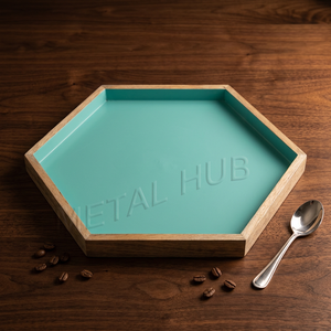 Custom Size Hexagonal Mango Wood Serving Tray – Durable Handmade Wooden Tray for Home, Dining and Decorative Use - Product Image 1
