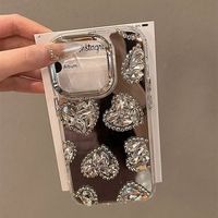 Coque de téléphone de luxe brillante en forme de cœur avec miroir pour iPhone 18 17 15 Pro Max 16 Pro 14 13, protection en strass scintillants