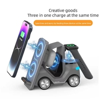 Station de recharge rapide sans fil 3 en 1 en forme de voiture chargeur sans fil universel pour téléphone portable et accessoires