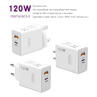 Chargeur de téléphone portable à charge rapide double USB-A/USB-C PD+QC5.0 5V/3A ignifuge certifié CE FCC
