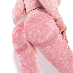 Leggings De sport <span class=keywords><strong>Push</strong></span>-<span class=keywords><strong>Up</strong></span> sans couture pour femmes, pantalon De Yoga délavé à l'acide, personnalisé, nouveau Style, - Product Image 3