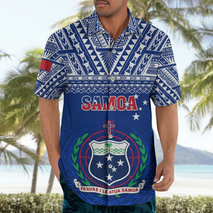 Camisa Hawaiana con Botones para <span class=keywords><strong>Hombre</strong></span>, Diseño de Águila Calva de Samoa Americana 2026, Estampado Tribal Samoano, Talla Grande, Informal, para Playa - Product Image 5