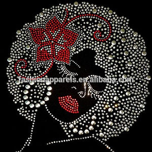 Fille Afro rose Sexy de haute qualité avec transfert de <span class=keywords><strong>strass</strong></span> de <span class=keywords><strong>cheveux</strong></span> noirs pour vêtements taille 10" - Product Image 2