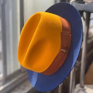 Chapeau Fedora en Laine Bicolore Ajustable Unisexe Style Cowboy Classique en Feutre pour Usage Quotidien, Formel et Extérieur - Product Image 1