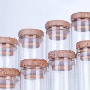 Frasco de vidrio transparente de 1oz 30ml con tapa de madera Botella de té pequeña botella vacía botellas de embalaje de azafrán - Product Image 1