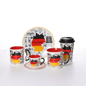 Ensemble de tasses en céramique Rome avec motif Colisée, tasses à café, soucoupes et assiette, souvenir de voyage, cadeau - Product Image 2
