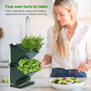 Pots en plastique à arrosage automatique décoration jardinière de jardin d'herbes Kit d'intérieur fenêtre cuisine jardin d'herbes intérieures jardinière verticale - Product Image 5