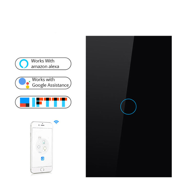 For Tuya US Standard WiFi Smart Wall Switch Neutral Wire Required Smart Touch Switch Compatible Smart Life APP Alexa Google Zigb