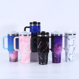 Starry Dye Tie Printing <b>40oz</b> Stainless Steel <b>Tumbler</b> Reusable Insulated Travel Mug <b>with</b> <b>Handle</b> for Cold Drinks - Product Image 1