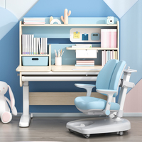 Ensemble table d'apprentissage ergonomique en bois pour enfants avec étagère, chaise de bureau réglable en hauteur, design moderne pour chambre à coucher