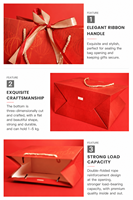 Sacs cadeaux en papier rouge oriental festifs, classiques, recyclables, résistants à l'humidité, réutilisables, avec ruban, lanterne chinoise dorée minimaliste