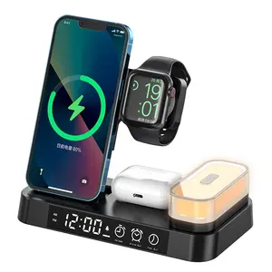 3 In 1 Mobile Phone Wireless Charging Stand 15W Fast Charge For Apple Products Wireless Charging RGB Color Night Light