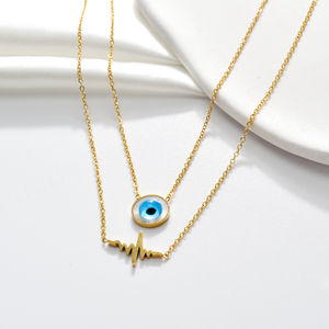 Collier superposé en acier inoxydable plaqué or 18 carats, imperméable, à motif papillon, pour femmes - Product Image 1