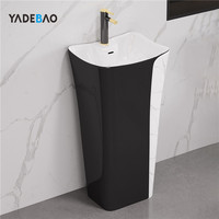 Ensemble de toilettes de luxe en céramique, WC en marbre noir, cuvette de toilette monobloc, lavabo sur pied et toilette, ensemble de toilettes de couleur pour salle de bain