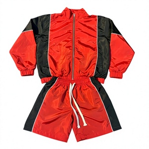 Unisex Orange Tracksuit Set Full Sleeve Zipper <b>Jacket</b> and Shorts Sporty Casual Wear Lightweight Polyester <b>Summer</b> Adult Size - Product Image 4