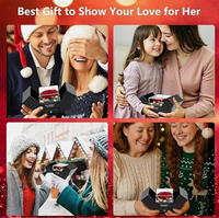 Novirassine Vente en gros Coffret à bijoux avec roses LED rouges éternelles, collier « Je t'aime » avec roses préservées, coffret cadeau de Noël pour maman