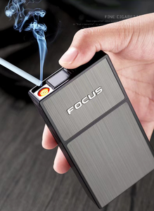 Briquet USB électrique rechargeable avec logo personnalisé à <span class=keywords><strong>prix</strong></span> abordable Étui à cigarettes en métal rechargeable avec briquet - Product Image 4