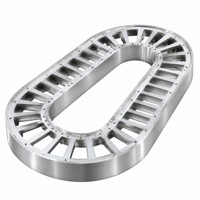 Piste de course en acier inoxydable usinée sur mesure par CNC avec fentes ouvertes pour pièces de cadre de stator de machines OEM, finition brossée