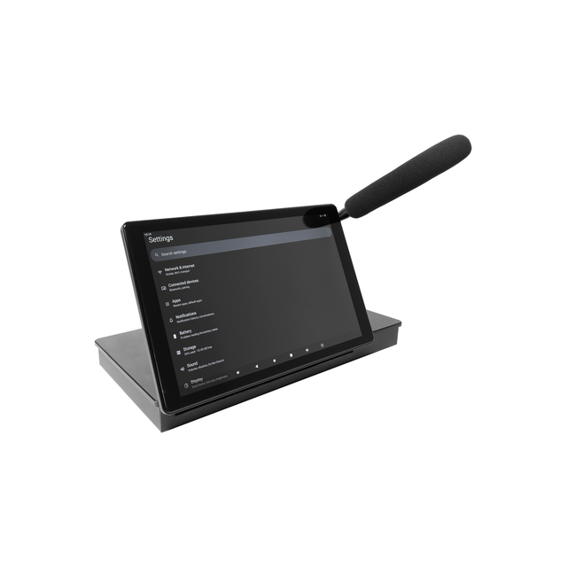 V 10 Inch Dante Paging Microphone for Desktop with Touch Screen Gooseneck PoE Aux Dante Paging Microphone