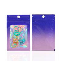Sachet d'emballage alimentaire étanche en CPP laminé, holographique, en Mylar, avec fermeture éclair, trois soudures latérales, fenêtre transparente, pour chewing-gum et sucre