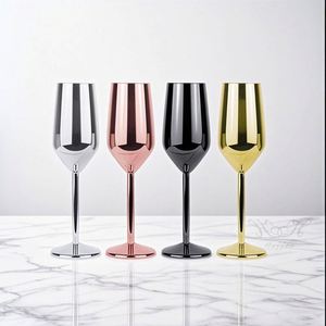 Flûtes à vin et champagne personnalisées en acier inoxydable 304, incassables, à pied, 220 ml, pour cocktails et boissons, design unique et élégant - Product Image 1
