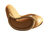 Fauteuil à bascule mobile en bois massif de style crémeux, chaise de loisirs minimaliste moderne, canapé paresseux inclinable en cuir synthétique pour la maison