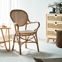 Chaise de salle à manger coloniale vintage légère Mobilier tissé de style rétro pour hôtel Villa Utilisation extérieure extensible en acier inoxydable