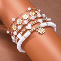 Bracelet marguerite en alliage à la mode de haute qualité Bracelet à breloques en perles perlées à la main ensemble d'accessoires de bijoux fins pour femmes