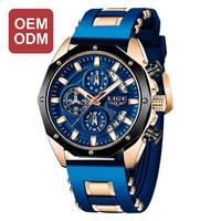 VVS Montre Homme Chronographe Quartz Boîtier Bouclier Tachymètre Cadran Bleu Silicone Sport OEM ODM Low MOQ