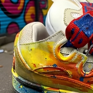 Chaussures de marche de style hip-hop américain de qualité supérieure, à semelles épaisses, chaussures décontractées d'extérieur à motifs graffiti tendance pour hommes - Product Image 3