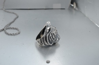 Bagues pour hommes en argent 925 plaqué rhodium, motif tête de tigre stylisé, style Hip Hop Punk robuste, avec zircon cubique, livraison 20-25 jours