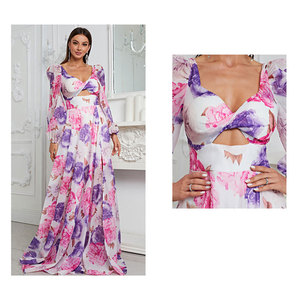 Abito floreale donna donna tale taglie forti Maxi abiti lunghi elegante abito da donna Grande abito da sera lungo - Product Image 4