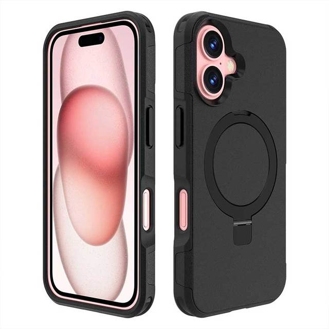 Solid Rugged Anti-Shock Magnetic Phone Case for iPhone 16 15 13/14  6.1  Adjustable Holder New Shockproof Mobile Cover
