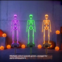 Lumière solaire LED de jardin en forme de crâne pour Halloween, squelette humain réaliste, étanche IP65, longueur 700 mm, pour extérieur