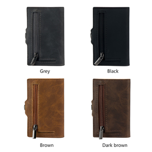 Best Selling Leather Sliding <b>Wallet</b> PU Leather Smart <b>Wallet</b> With Zipper Holder Thin Slim Automatic Smart <b>Wallet</b> <b>for</b> <b>Men</b> - Product Image 5