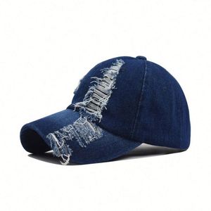 2024 New Trendy Worn Out Baseball Cap Blank Distressed Denim Dad <b>Hat</b> - Product Image 1