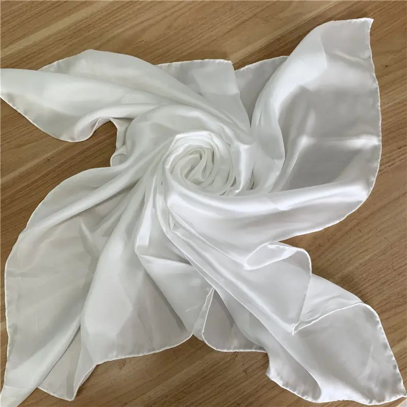 Bufanda de seda de tamaño personalizado para mujer, pañuelo cuadrado de satén de alta calidad con estampado Digital liso para pintura