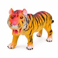 ORANGE PVC 31x9.5x13cm eTiger mainan figur harimau Safari realistis mainan edukasi dekorasi meja anak-anak