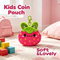 Porte-monnaie zippé en peluche fraise personnalisé, pochette porte-clés pour mini-outils, clés de voiture, écouteurs, accessoire de sac banane personnalisé