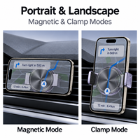 Support magnétique pour téléphone de voiture, double mode, fixation sur grille d'aération, aimant puissant N52, rotation à 360°, anti-vibration, crochet de fixation pour téléphones de 4,7 à 7,2 pouces