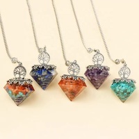 Vente en gros de gravier d'améthyste naturelle, copeaux de résine, pendule en diamant, cristal de guérison pour la méditation, cadeau, autres objets artisanaux en cristal