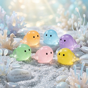 Venta al por mayor de dijes luminosos de resina macaron pastel con forma de león marino, accesorios de decoración DIY para manualidades a granel - Product Image 3