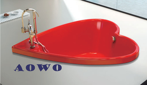 Vasca Idromassaggio a Forma di Cuore AOWO, Vasca da Bagno in Acrilico per Due Persone, Spa con Idromassaggio - Product Image 3