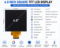 Écran LCD TFT IPS de 3,4 pouces, 480x480, interface MIPI carrée, module d'affichage pour applications industrielles embarquées, haute luminosité HD