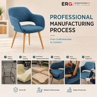 Fauteuil de salon moderne rembourré en tissu avec base en mousse moulée et plastique pour la maison, le bureau, l'école, le salon, la chambre, la salle de réunion