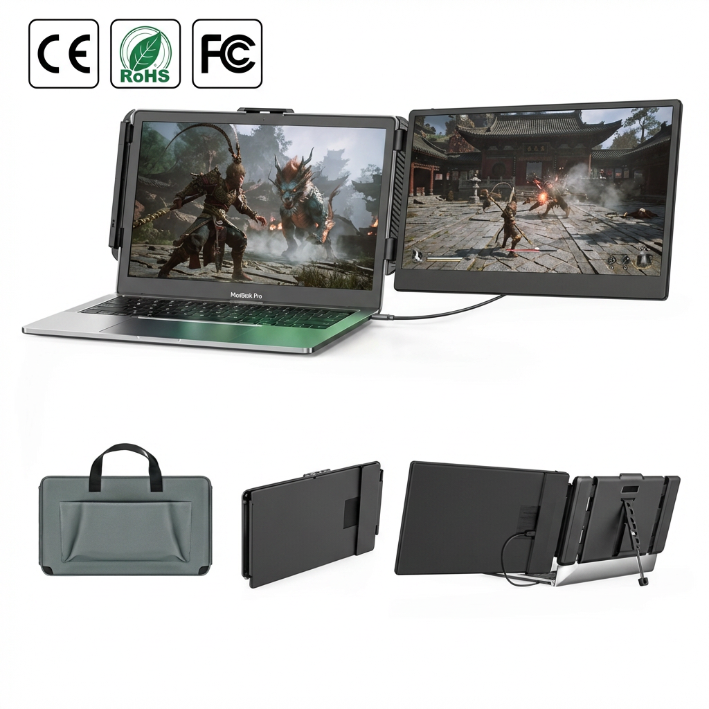 <strong>2026</strong> Trending S1 <strong>14</strong>-<strong>Inch</strong> Dual Screen <strong>Laptop</strong> Extender with 1080P Full HD IPS LCD Screen Built-In Speakers and Type-C Interface